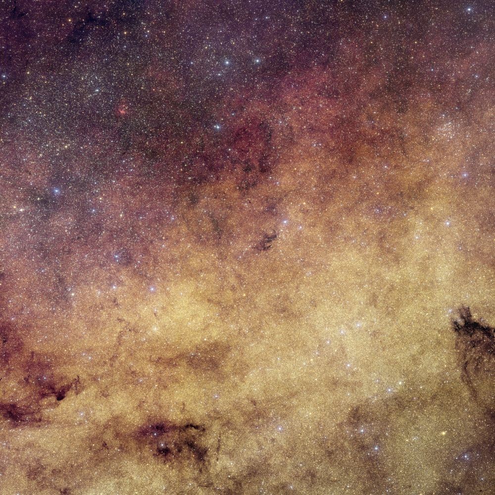 The image show a few dark nebulae and so many stars together that you can't really distinguish them The image show a few dark nebulae and so many stars together that you can't really distinguish them